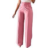 Lucuna Women's Wide Leg Dress Pants High Waisted Straight Leg Slacks Business Office Work Pants Trousers