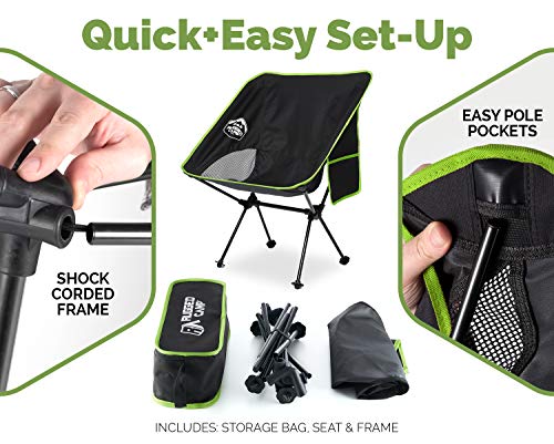 Rugged Camp Portable Folding Chair - Perfect for Camping, Beach, Sporting Events, Festivals - Camping Gear Accessory and Outdoor Folding Chair