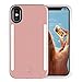 Wellerly iPhone Xs Case, iPhone X Case, LED Illuminated Selfie Light Cell Phone Case Cover [Rechargeable] Dual Light Up Luminous Selfie Flashlight Case for iPhone X/XS 5.8inch (Rose Gold)