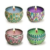 La roskey Scented Candles Gift Set - Jasmine, Rose, Vanilla and White Tea, Candle Soy Wax for Stress Relief and Aromatherapy, Candles(4 - Pack)