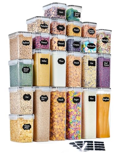 GoMaihe Vorratsdosen 25 Set Aufbewahrungsbox Küche Organizer, Luftdicht Vorratsbehälter Plastik mit Deckel, Vorratsdose für Müsli Mehl Kaffeebohnen Co