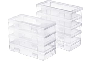 Naivees Medium Clear Storage Box 9 Pack Stackable Storage Containers with Snap-Tight Latch 10" x 5"x 1.9" for Pencil Box,Art tools