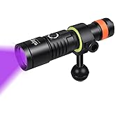 ORCATORCH D530V 395nm Fluorescent Dive Light for Scuba, 2 Modes, 120° Wide Beam Blacklight for Underwater Photography, Coral Detection & Resin Curing