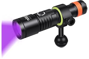 ORCATORCH D530V 395nm Fluorescent Dive Light for Scuba, 2 Modes, 120° Wide Beam Blacklight for Underwater Photography, Coral Detection & Resin Curing