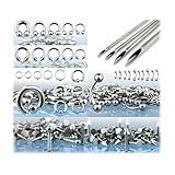 BodyJ4You 175 Piercing Kit 14G-16G Steel Body Piercing Starter Kit Piercing Needles Forceps Retainer
