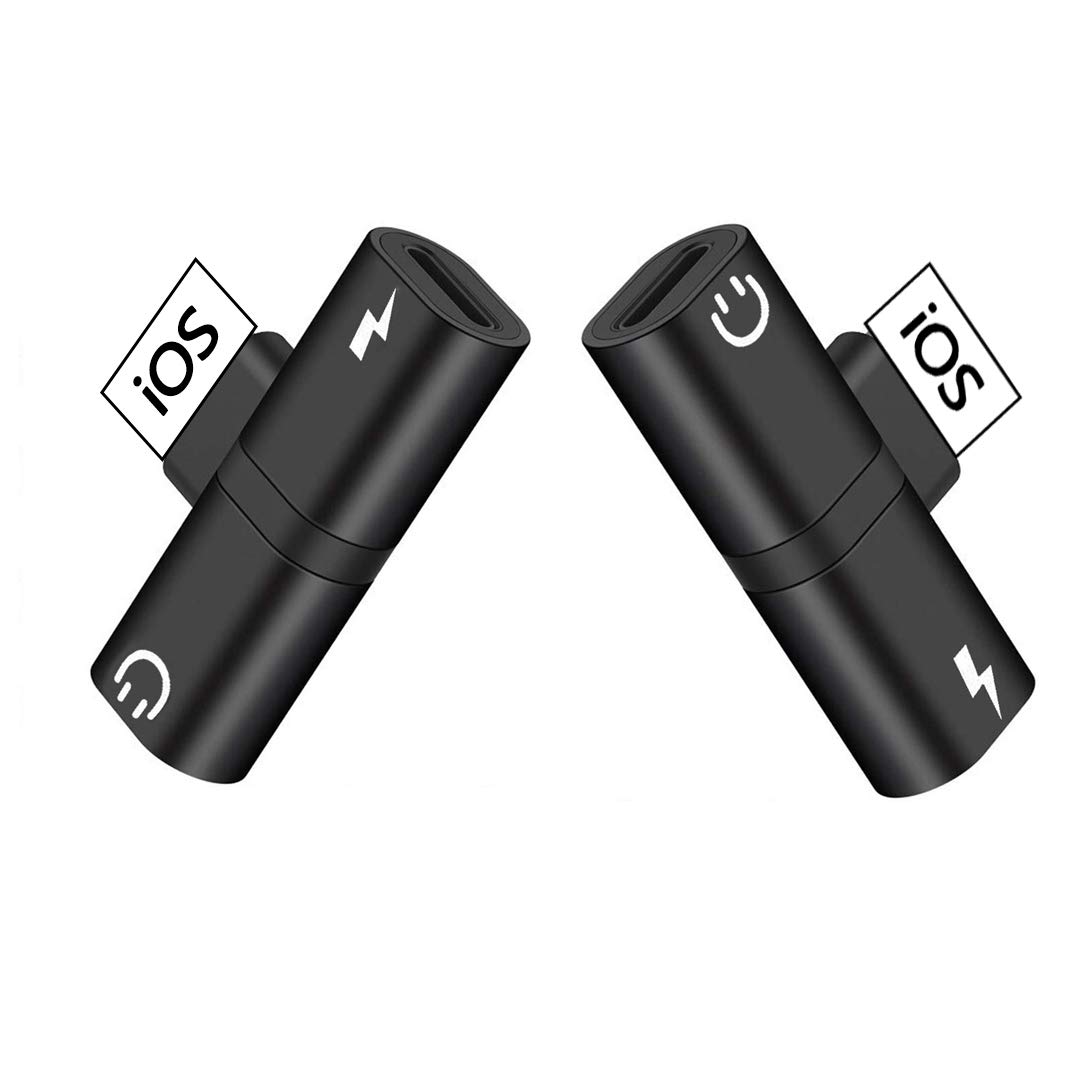 Headphones for iPhone 11 Headphone Adaptor Audio [Call+Audio+Charge] for iPhone 7/7P/8/8P/X/XS/iPad/iPod Earphone Splitter Audio Cable Earbud Support iOS 12 or Later-Black(2PACK)