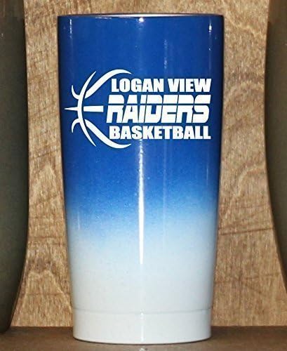 Personalized Powder Coated Tumbler, Mug, or Wine Glass. Basketball Team Decal. Customize the mug color, size, and decal. Perfect for gift giving.