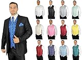 Enimay Men's Combo Pack 3pc Set Paisley Vest Tie Hankerchief Prom Wedding Formal