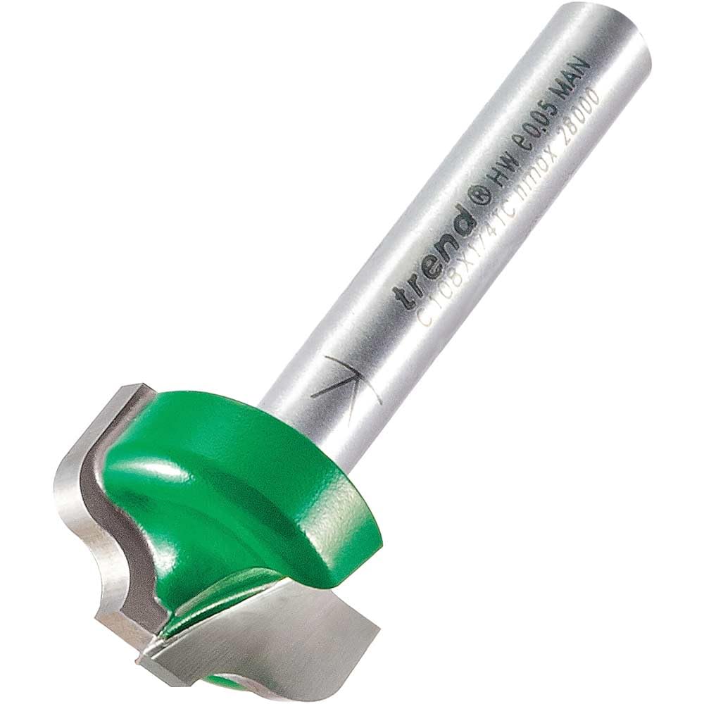 Trend CraftPro Small Panelling Router Cutter, 1/4 Inch Shank, 3.2mm Radius, 19.1mm Cut Diameter & 11.1mm Cut Length, Tungsten Carbide Tipped, C108X1/4TC