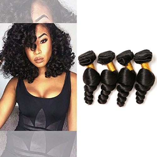 Cheap Brazilian Loose Wave 4 Bundles Deals 8a Virgin Hair Bundles Double Weft Unprocessed Human Hair Weave Wet And Wavy Silky Bundles Sew In Hair Extensions Wholesale Natural Black (18 20 22 24 Inch)
