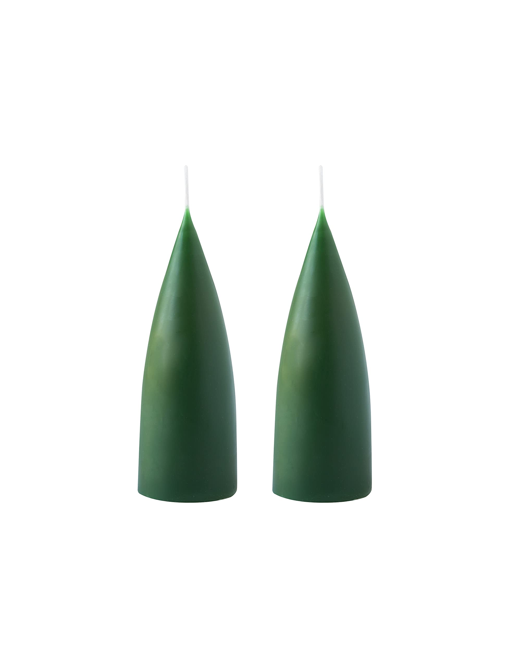 Kunstindustrien® Cone Shaped Candles, Made in Denmark, 43 colours available, Dripless & Smokeless Pillar Candles, Candles long burning 15 hours, Unscented Candle gift set, 2pcs 6.5x16cm (Bottle Green) — image 1