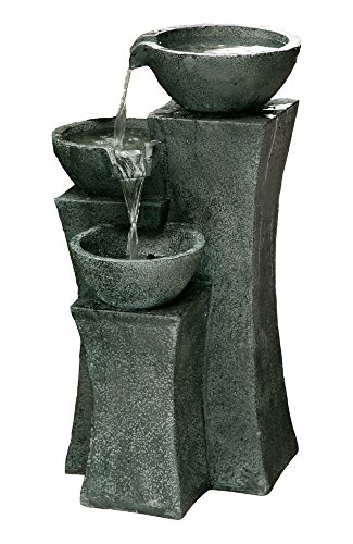 The Vicenza - 18" Three Bowl Cascading Waterfall Rock Fountain. Perfect for Gardens and Outdoor Spaces.