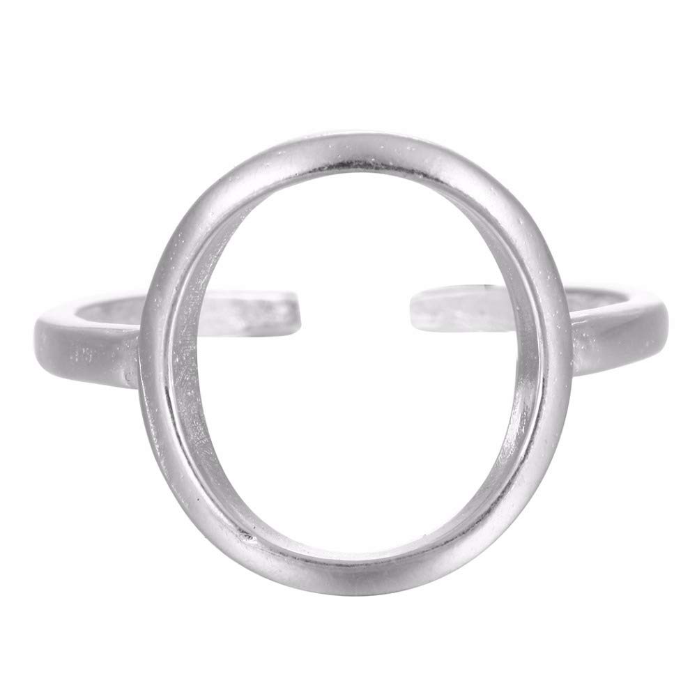 QIANDI Minimalist Jewelry 925 Silver Round Circle Open Knuckle Ring for Women Girl
