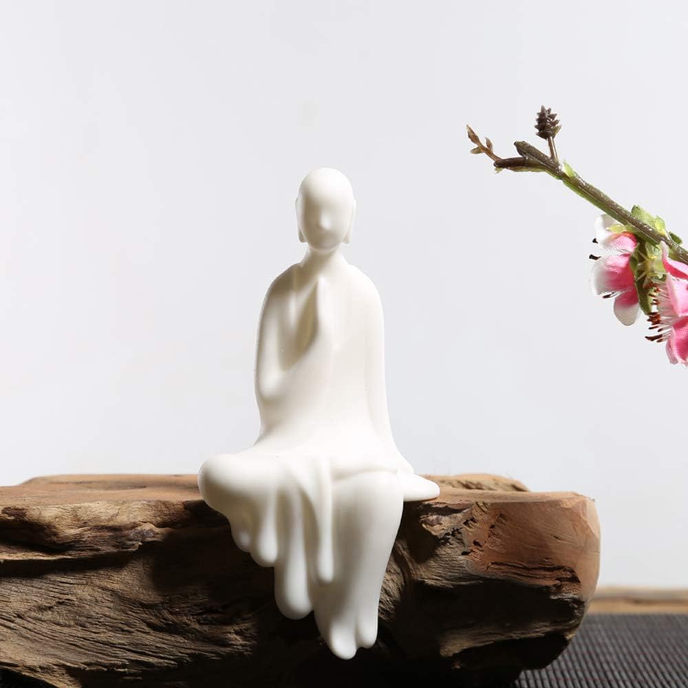 KJYHXX White Ceramic Little Monk Furniture Handmade Home Deco Creative Gift (Worship)