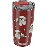 SERENGETI Shih Tzu 20 Oz. Stainless Steel, Vacuum Insulated Tumbler with Spill Proof Lid - 3D Print - Insulated Travel mug for Hot or Cold Drinks (Shih Tzu Red Tumbler)