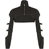 XCJIKUKE Women Gothic Crop Top Shawl Shrug Punk Cover Up Cardigan T-Shirt Blouse