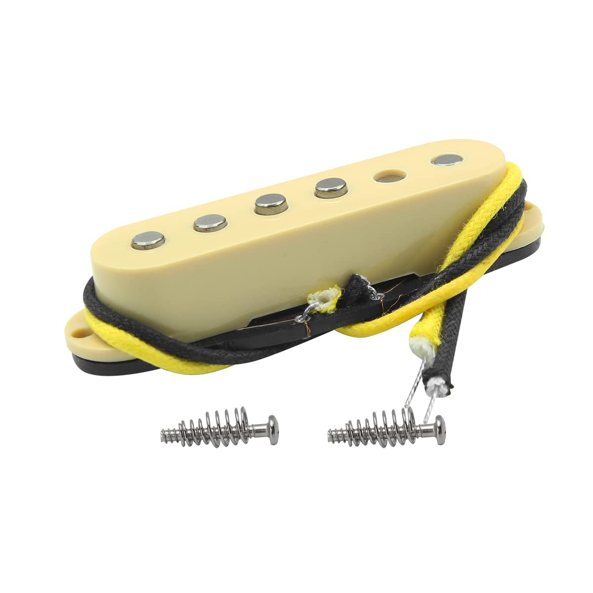 FLEOR Single Coil Pickup Alnico 5 ST Pickups Bridge Guitar Pickups Staggered for ST SQ Electric Guitar, Cream