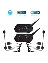EJEAS-E6 BT Bluetooth Intercom 4,265.1 ft 6 Riders Full Duplex Talk impermeable inalámbrico casco de motocicleta con Walkie-Talkie deportes esquí escalada (1 paquete), Paquete de 2