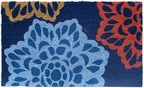 "Flower Mat 3" Doormat by Castle Mats, Size 18 x 30 inches, Non-Slip, Durable, Made Using Odor-Free Natural Fibers