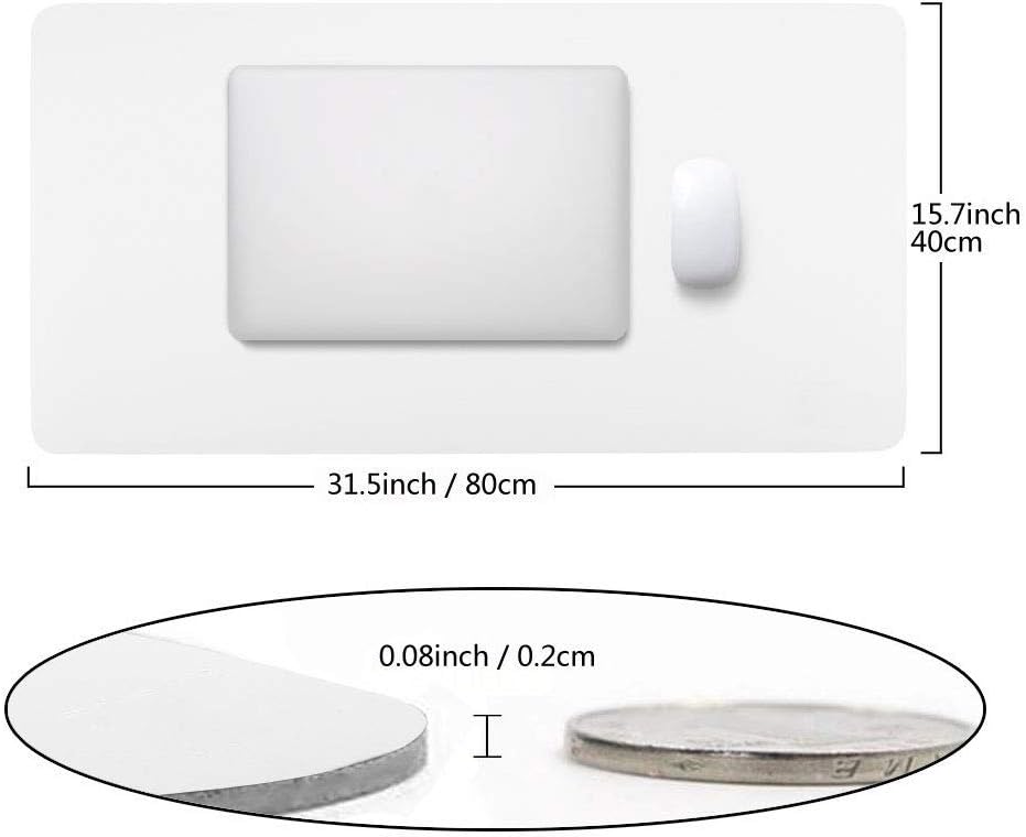 BUBM Desk Pad Office Desktop Protector 31.5" x 15.7", PU Leather Desk Mat Blotters Organizer Mouse Pad with Comfortable Writing Surface-White : Office Products