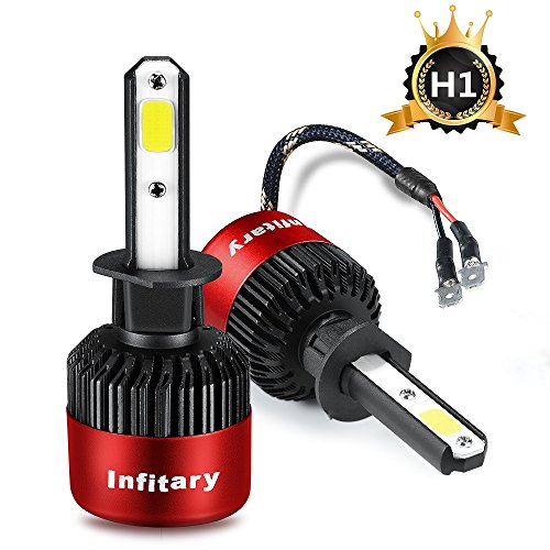 ALUNAR H1 Car LED Headlight Bulbs All-in-One Conversion Kit Plug Play White COB Chip 72w 8000lm Infitary Auto Head Lamp 12V Replace for Halogen HID Vehicle Lighting (H1 Car Headlight 2 Pcs)