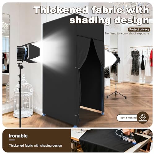 Freestanding Locker, Portable Clothing Store Locker, Simple Temporary Trial House Mobile Standing (Black, 100X100X200CM)