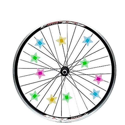 Kasmena 102pcs Assorted Colors Bike Bicycle Wheel Spokes Bead Plastic Clip Spoke Bead Derections,Star - Thumbnail 2
