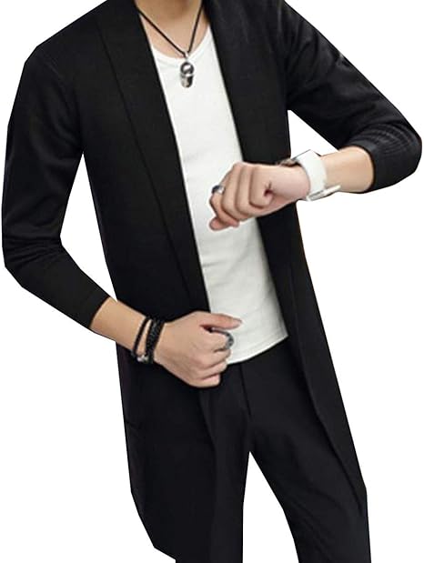 Amazon Debangniカーディガン ロング メンズ カジュアル おしゃれ コート トップス 薄手 通気 青年 メンズ コーディガン スリム 折襟 サマージャケット Uｖカット 韓国風 原宿風 メンズ 通販