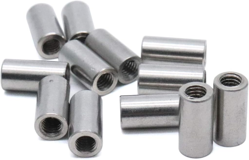 Yootop M4 Thread Round Coupling Nut Sleeve Stud Nut 12mm Height 12Pack