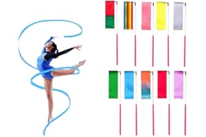 AITIME 10 Pieces 2 Meters Rhythmic Gymnastics Dance Ribbons, Girls Dance Rainbow Streamers,CE and EN71 Approved, for Unicorn Mermaid Princess Birthday Dancing Party Favors Bags Kids Classroom Prize