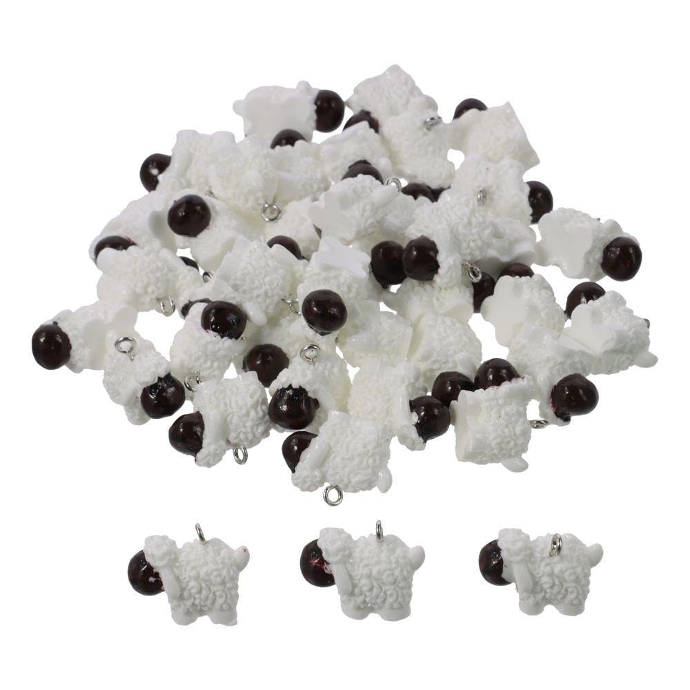 YYlingx 40 Pcs Sheep Resin Charms,3D Cartoon Pendants Mini Animal Pendants Charm for Bracelet Necklace Jewellery Making DIY Accessories