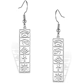 Egyptian Earrings for Women Ancient Egyptian Dangle Drop Earrings Eye of Horus Eardrop Ankh Pyramid Amulet Stainless Steel Jewelry Gifts for Birthday Anniversary
