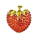 LUX ACCESSORIES Gold Tone Red Bling Pave Large Strawberry Fruit Stretch Ring