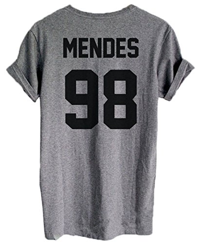 Unisex mendes 98 letter print t-shirt women street style short sl…