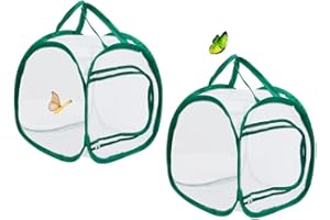 GYWHOOFT 2 Pack Collapsible Butterfly Cage Habitat, Insect Mesh Cage Terrarium Pop-up Mesh Tent Net for Raising Butterflies o