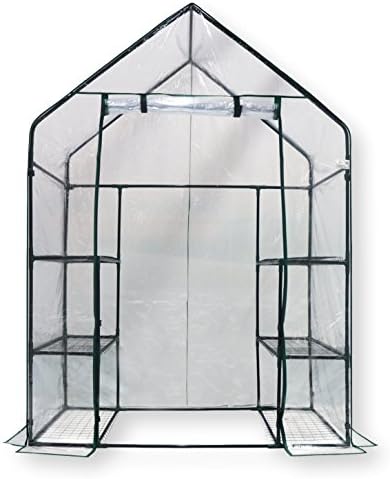 Walk-In Portable Greenhouse - 3 Tiers 6 Racks - Green House Kit Includes Plant Labels, Guy Ropes, Stakes, Zip Ties to Secure Your Greenhouse. Dimensions 56" Length x 29" Width x 78" Height (PVC Cover)