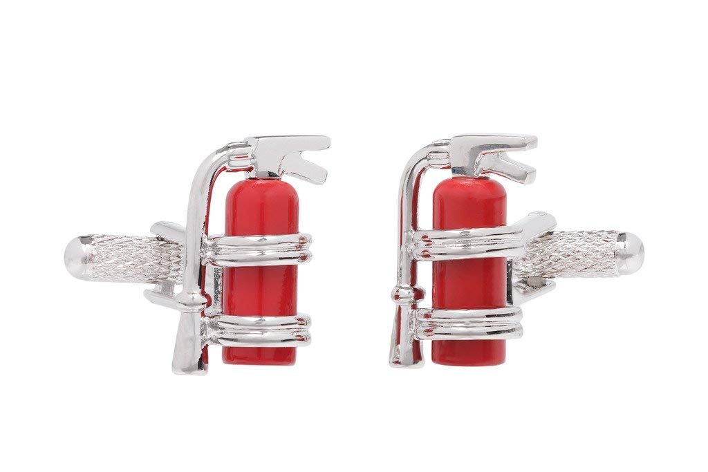 Cufflinks - Fire Extinguisher Cufflinks Presented in Onyx Art Cufflink Box, One size, Silver