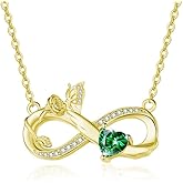 AulanRose Infinity Necklaces for Women Gold,Anniversary Birthday Gifts for Wife, 14K/18K White Gold Womens Fashion Everyday Jewelry Dainty Butterfly with Heart Diamond Birthstone