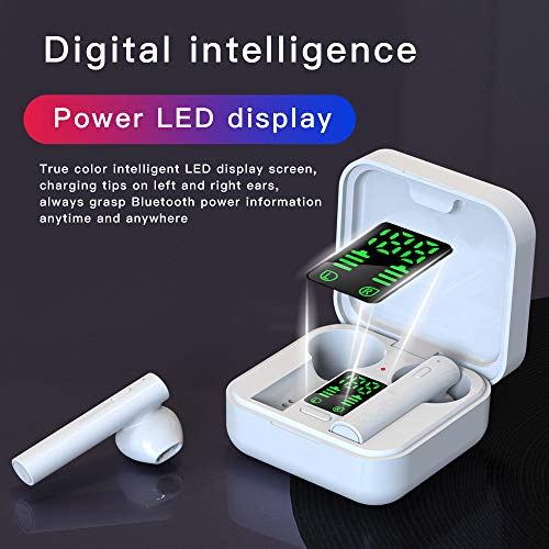 gdfh True Wireless Earbuds, Solar Charging Bluetooth 5.0 Earbuds in-Ear TWS Stereo Headphones with Smart LED Display Charging Case Built-in Mic for Sports Work