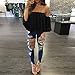 DaySeventh Women Fashion Pullover Tops Off Shoulder Casual Jeans Blouse (S, Black)