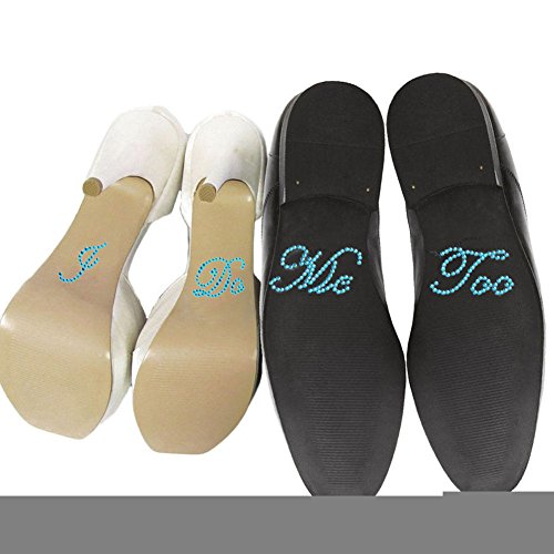 QTMY Rhinestone "I Do, Me Too" Stickers for Wedding Bridal Shoes (Blue)