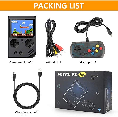 LINGSFIRE Handheld Game Console, 168 Classic Games Retro Video Game Console for Kids Boys and Adults, Comes with Extra Joystick, AV Cable for TV - Thumbnail 4