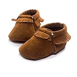 LiveBox Infant Baby Girls' Moccasins Soft Sole Tassels Prewalker Anti-Slip Toddler Shoes (M: 6~12 months, Tan)