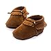LiveBox Infant Baby Girls' Moccasins Soft Sole Tassels Prewalker Anti-Slip Toddler Shoes (M: 6~12 months, Tan)