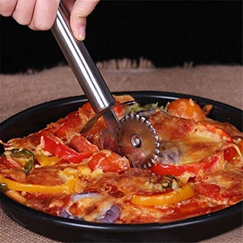 Pocktyle Stainless Steel Pastry Slicer Wheel Knife Pizza Roller Cutter Double Head Dough Lace Hob