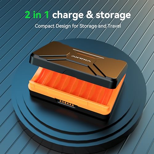 AKTTKA Rechargeable Battery Charger with Intelligent LCD, Charger for NI-MH NI-CD AA/AAA, 8 Slots Charger Rechargeable Batteries AA and AAA