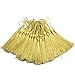 100 Pcs Imported Rectangle Kraft Paper Bookmarks Gift Tags Wedding Favor Bonbonniere Favor Thank You Gift Tags with 100 pcs Tassels (Brown&Light Gold)