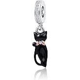 DWJSu Cute Black Cat Charm Lucky Animal Pet Forever Friends Dangle Charms for Charm Necklace Bracelet for Women Gilrs