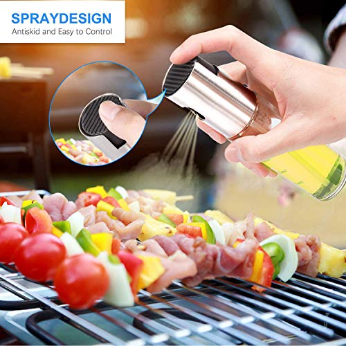 Besmon Olive Oil Sprayer Food-grade Glass Bottle dispenser for Cooking, BBQ, Salad, Kitchen Baking, Roasting, Frying (Clear)