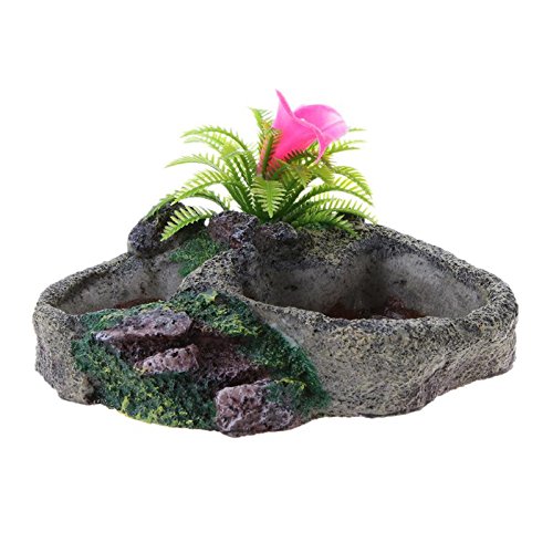 Resin Turtle Tortoise Dish for Reptile Amphibians Food Bowl Feeder Aquarium Aquatic Decoration Small Pets Supplies